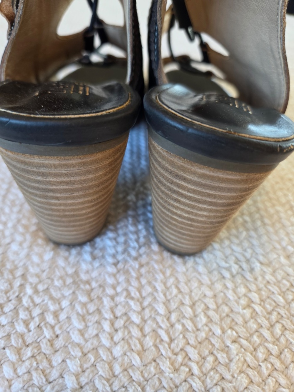L'Artiste open toe booties black leather Alejandra, Spring Step laces heel boho - Picture 12 of 12